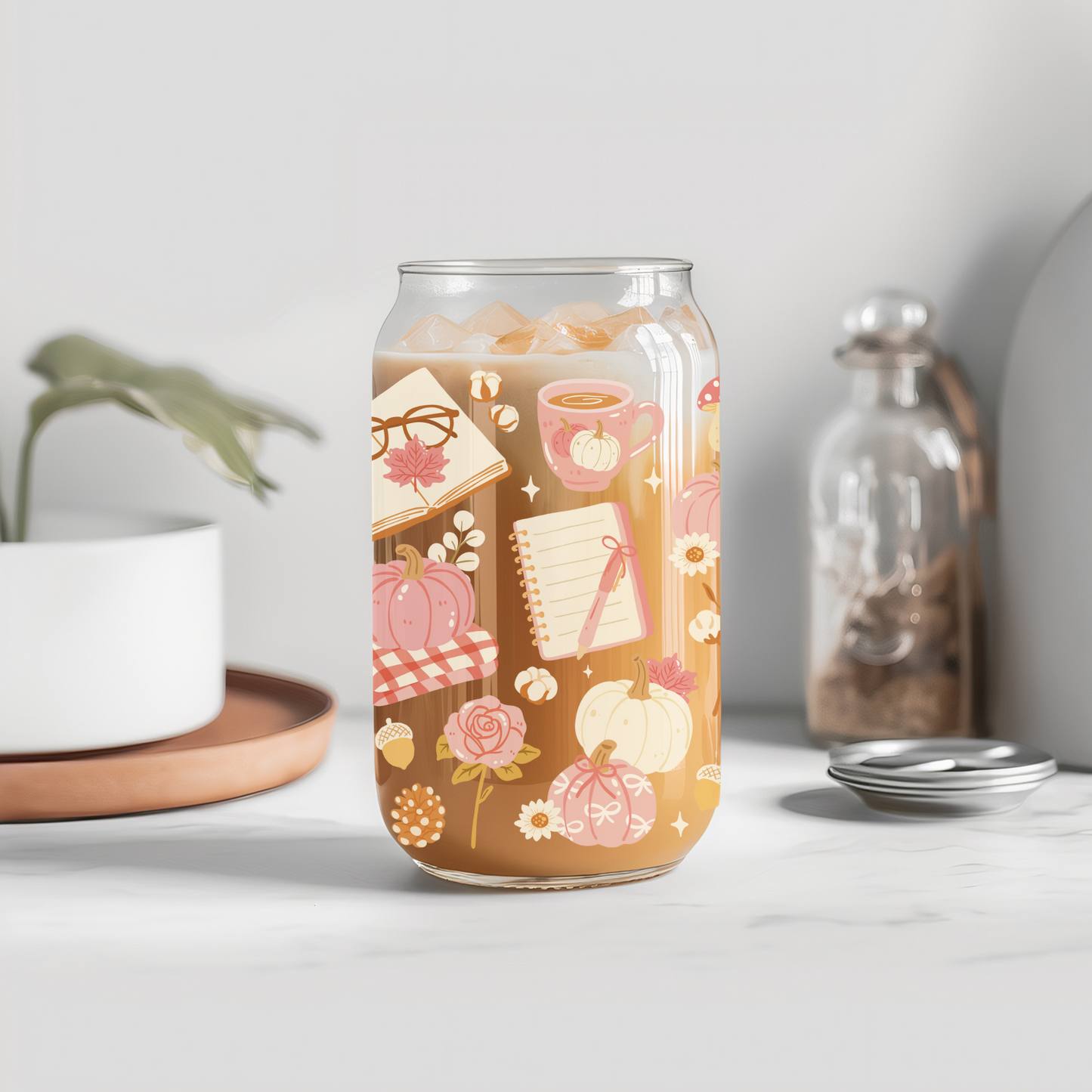Fall Cozy Book Glass Cup