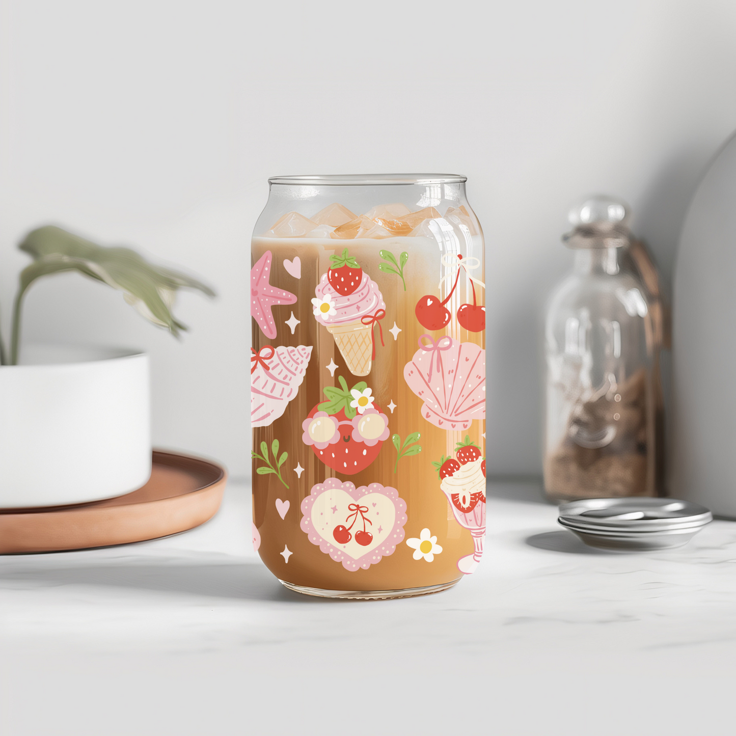 Coastal Strawberry Glass Cup