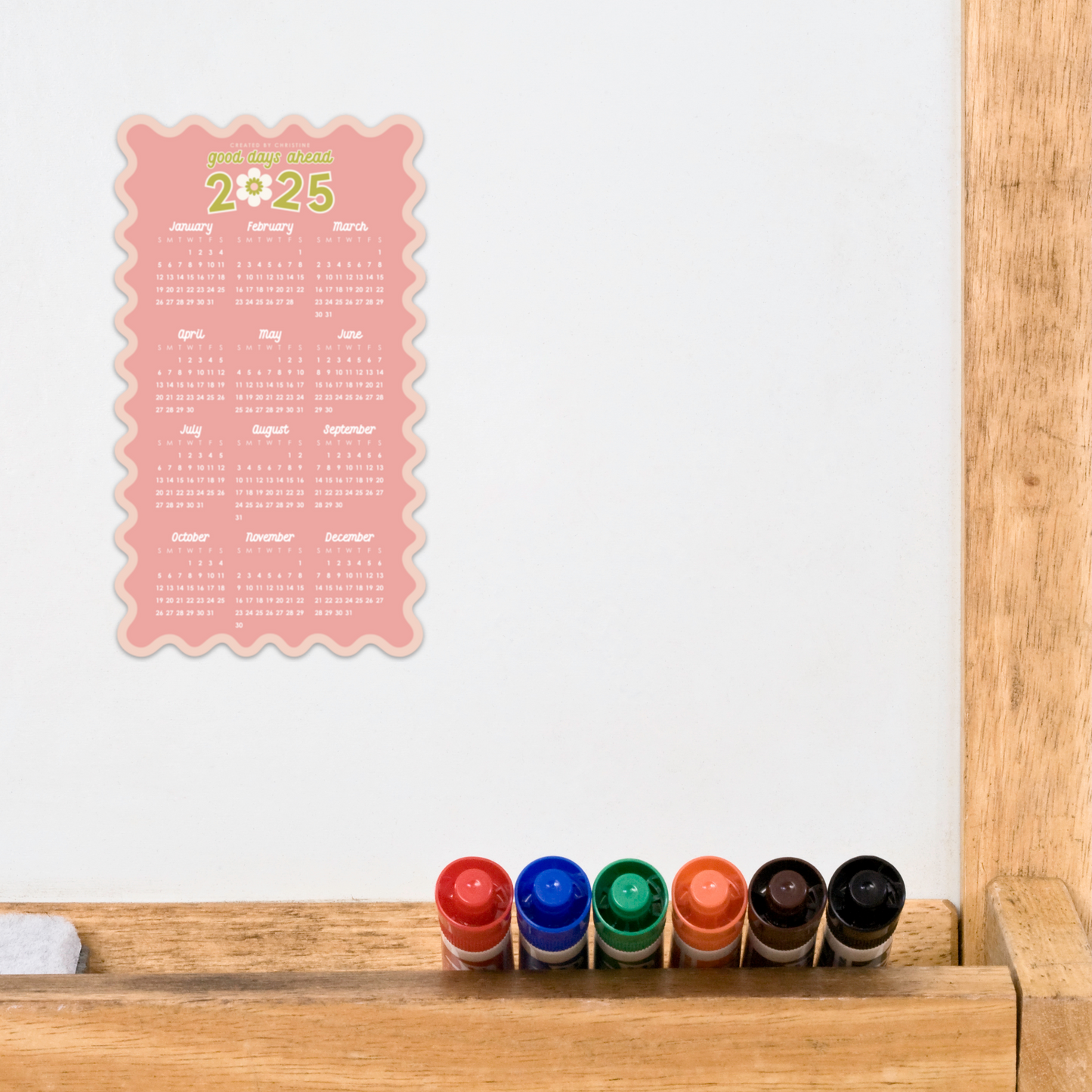 2025 Magnetic Calendar | 12-Month Fridge Calendar
