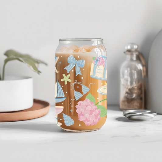 Coastal Summer Glass Cup